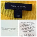 Ann Taylor Sweater Ribbed Ruffle Sleeves Fitted Bright Yellow Women Size Large Photo 9