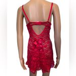 Be Wicked Red Sheer Romantic Floral Lace Padded Underwire Ruffle Bow Slip Dress Size M Photo 6