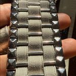 Suzi Roher Canadian Cream and silver leather & metal Women's Belt size xl plus Brown Photo 2