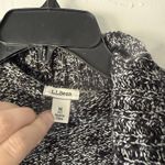 L.L.Bean  Sweater Womens Medium Black White Full Zip Cardigan Marled Knit Cotton‎ Photo 4