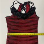 Red and Black Stretchy Striped Halter Light Mini Dress Women’s Large Photo 7