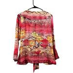 Mishca Women's Yellow & Pink Floral Shear Cardigan Size M Photo 1