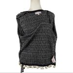 Nanette Lepore Knit Cotton Black White Cardigan with Tassels Fringe Hem Medium Photo 12