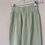 True Craft Green Linen High Rise Wide Leg Pants Photo 2