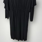 COS  Black V-Neck Draped Midi Dress XS/S Long Sleeve Elastic Waist Photo 6