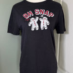 Old Navy Women’s Graphic T-Shirt “Oh Snap” Gingerbread Black Size S Cotton Blend Photo 0