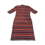 Urban Outfitters Woman's M Striped Ribbed High Ruffle Neck Short Sleeve Dress Photo 3