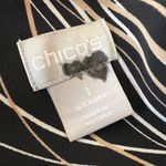 Chico's  Leaf Print Shirt Dress Black Beige Size 8 US Photo 9