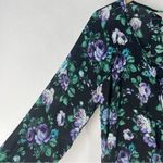 Belle Sky Belle Sky Chiffon Floral Print Strappy V-Neck Long Sleeve Faux Wrap Blouse L Photo 3