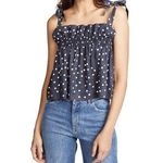 DL1961 Dennet Tie-Strap Polka-Dot Print Ruffled Cropped Tank Top Size Medium Photo 0