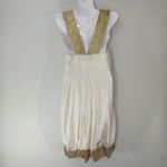 Nicole Miller Collection Cream Gold & Brown Silk Sleeveless V Photo 3