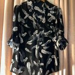 EXPRESS Size M Semi Sheer Feather Button Down Shirt Photo 0