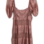 Free People  Pink Be Your Baby Lace Mini Dress Short Sleeves Womens Size Small Photo 1