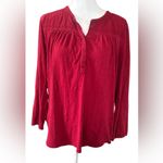 Lucky Brand  Red embroidery Accent Blouse Photo 1