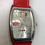 Betty Boop  Nurse Watch Women Silver Tone 31mm quartz analog Red Leather running Photo 2