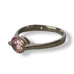 Pink Round Sapphire Solitaire Silver Ring Size 6 Photo 0