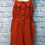 Urban Outfitters  Size Medium Orange Linen Blend Sleeveless Belted Romper Photo 10