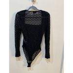 Ganni  Women's Size Medium Bodysuit‎ Black Lace Square Back Long Sleeve Lined Photo 3