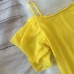 Women's Chiffon Cut Out Cold Shoulder Adjustable Spaghetti Straps Dress Yellow Size L Photo 2