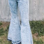 Peach Love California Acid Wash Star Bell Bottom Pants Photo 1