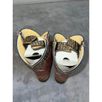 Justin Women's  Red & Brown Crackle Full Grain Heeled Boots Size 7 Photo 4