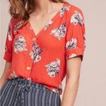 Maeve  by Anthropologie Orange Floral Blouse Size 6 Photo 3