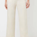 Loft  Pants Linen Cotton Blend Cropped Wide‎ Leg Cream Seamed Women’s Size 4 NWT Photo 0