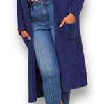 Torrid Blue Popcorn Knit Open Front Duster Cardigan Size 00/10-12 Cozy Winter Photo 0