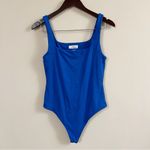 Babaton  Contour Royal Blue Square Neck Bodysuit Size Large Thong Back Photo 2