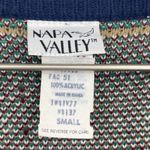 Vintage Teal Boho Pinecone Leaf Grandma Sweater Vest Cardigan SZ S Photo 3