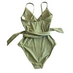 Aerie  Wrap One Piece Swimsuit S Long Olive Fun New Photo 4