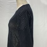 Jeanne pierre Crew Neck Black Open Knit 3/4 Sleeve Sweater Size XL Photo 4