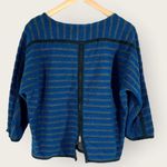 Madewell Top Blue and Gray Striped Back Zip Up Sweater 3/4 Sleeve Size S Photo 5
