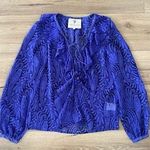 The Jetset Diaries  printed long sleeve sheer lace up ruffle blouse Photo 0
