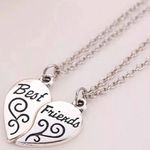 2pcs Best Friends Heart Necklaces Silver Photo 0
