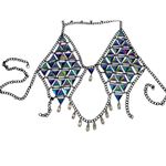 Dolls Kill RAVE WONDERLAND  Iridescent Gem Jewelry Crop Top Crystal Chain Bra Photo 6