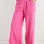Aerie  Pool To Party Pants Size Medium Gauze Wide Leg Pink Beach Photo 0