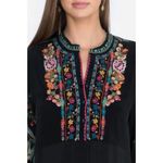 Johnny Was Mabel Silk Embroidered Tunic Dress XL Black Multicolor Floral Photo 2