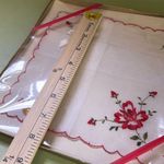 Vintage made in Switzerland embroidered handkerchief. New in package. Red Photo 5