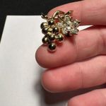 Signed Avon Grape Fruit Gold Tone Brooch Tack Pin Rhinestone NWOT Photo 6