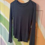 Free People  We The Free Thermal Waffle Knit Long Sleeve Top NWT Small Dark Blue Photo 2