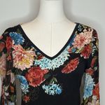 Forbidden Black Floral Mesh Sleeve Top Women Small Boho Y2K Cottagecore Photo 1