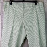 Talbots  Size 20W Green/White Striped Cropped Pants Faux Back Pockets Belt Loops Photo 2