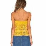 Free People  Crochet Lace Strapless Crop‎ Top in Marigold Yellow Boho Size Small Photo 1