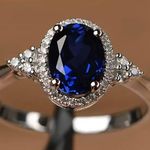 Elegant Blue Oval Zirconia Ring Photo 0
