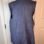 Kilronan Knits Merino Wool Cable Knit Sweater Vest L Made in Ireland Blue Size L Photo 3