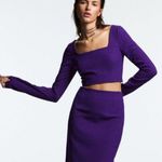 ZARA NWOT   LONG SLEEVES SQUARE NECK DEEP PURPLE CROP TOP BLOGGERS FAV S Photo 0