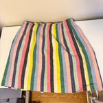 J.Crew  Linen Blend Elastic Mini Skirt Multicolor Rainbow Stripe Pride Size 4 Photo 1