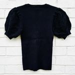 Elie Tahari NWT Elie.  Short Puff Embroidred Sleeve Black Knit Sweater Size XS Photo 3