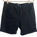 Style & Co Women Shorts 20W Black Cuff Cotton Blend Dark Wash Streetwear Denim Photo 0